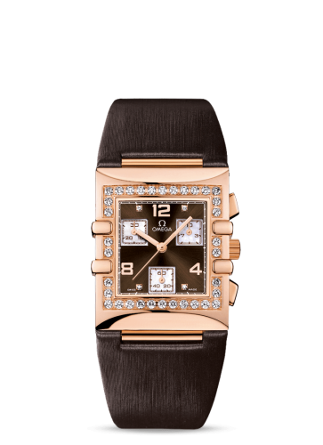Omega Constellation Quadra Quartz 28 Chronograph Red Gold / Diamond / Brown / Fabric