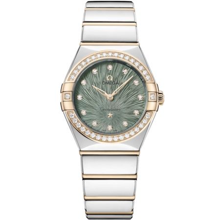Omega Constellation Manhattan 28 Quartz Stainless Steel - Moonshine Gold - Diamond / Green Supernova