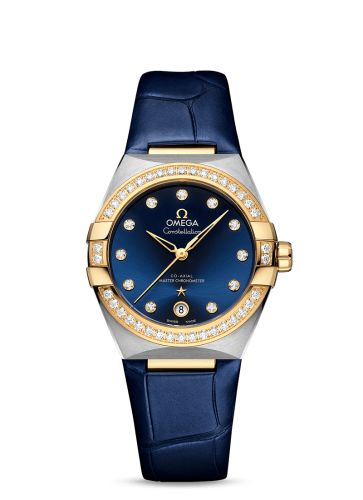 Omega Master Chronometer 36 Stainless Steel / Yellow Gold / Diamond / Blue / Strap