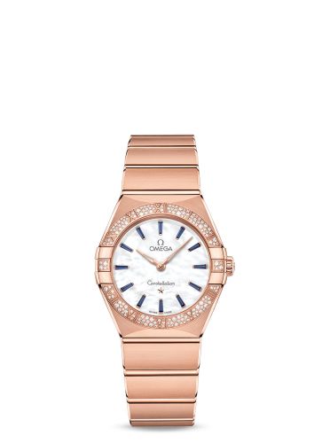Omega Constellation Manhattan 28 Quartz Sedna Gold / MOP - Emerald / Diamond