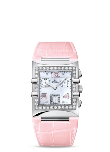 Omega Constellation Quadra Quartz 28 Chronograph Stainless Steel / Diamond / Pink MOP/ Alligator