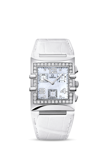 Omega Constellation Quadra Quartz 28 Chronograph Stainless Steel / Diamond / MOP/ Alligator