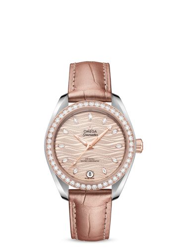 Omega Seamaster Aqua Terra 150M Master Chronometer 34 Stainless Steel / Sedna Gold / Diamond / Grey - Diamond / Alligator
