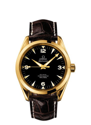 Omega Seamaster Aqua Terra 150M Co-Axial 39.2 Railmaster Yellow Gold / Brown Alligator / China