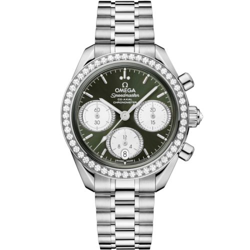 Omega Speedmaster Date 38 Stainless Steel - Diamond / Green / Bracelet
