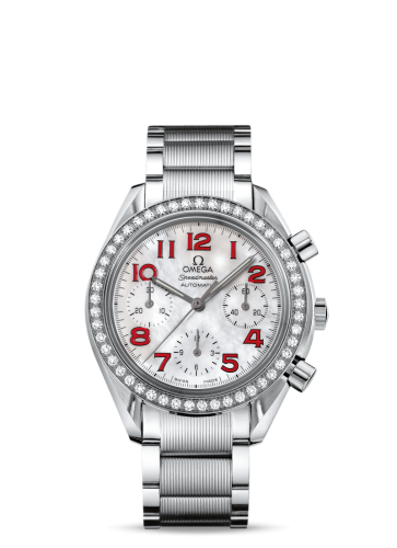 Omega Speedmaster Reduced Ladies Stainless Steel / Diamond / MOP / Red / Bracelet