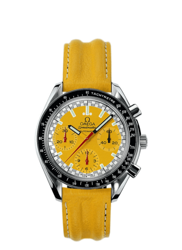 Omega Speedmaster Reduced Stainless Steel / Yellow / Strap / Schumacher