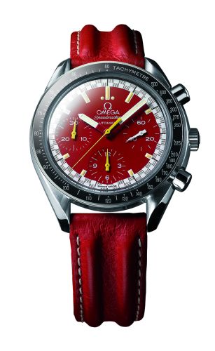 Omega Speedmaster Reduced Stainless Steel / Red / Strap / Schumacher