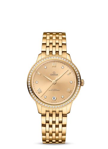 Omega De Ville Master Chronometer 34 Yellow Gold - Diamond / Champagne - Diamond / Bracelet